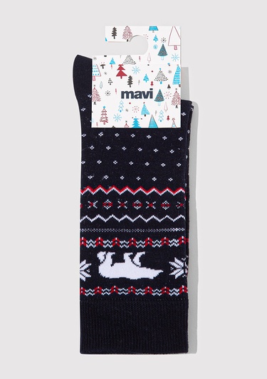 Mavi Yılbaşı Temalı Lacivert Soket Çorap 0912105-70490
