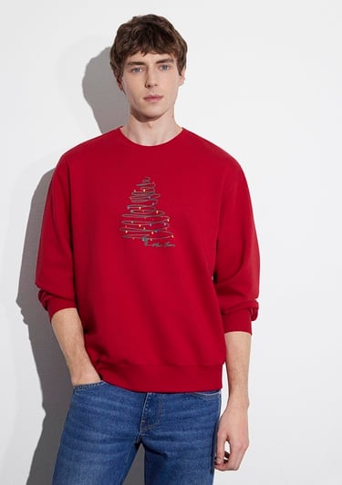  Mavi Yılbaşı Temalı Kırmızı Sweatshirt 0S10552-70390