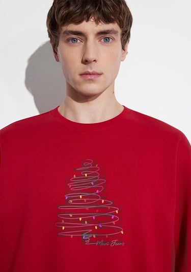  Mavi Yılbaşı Temalı Kırmızı Sweatshirt 0S10552-70390