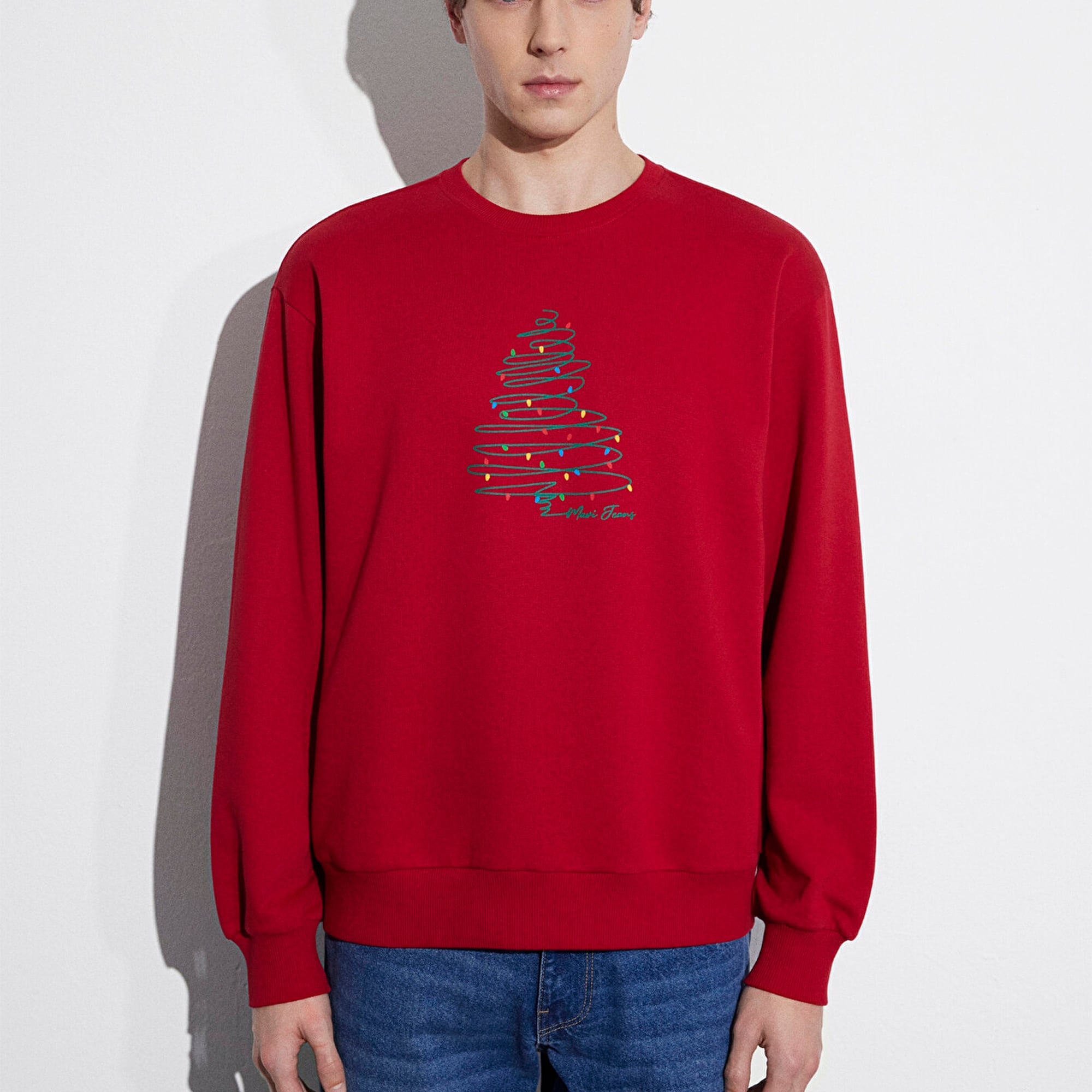 Mavi Yılbaşı Temalı Kırmızı Sweatshirt 0S10552-70390