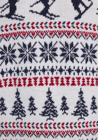  Mavi Yılbaşı Temalı Ekru Kazak Regular Fit / Normal Kesim 0710401-70057