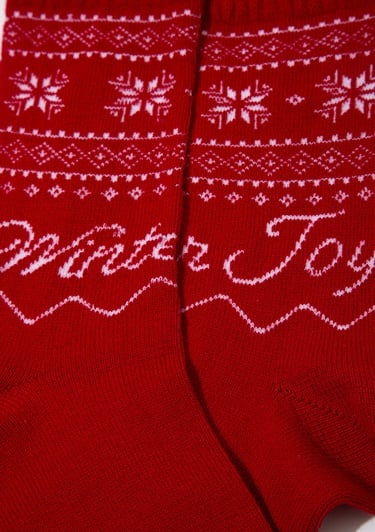  Mavi Yılbaşı Temalı Kırmızı Bot Çorabı 0912131-32421