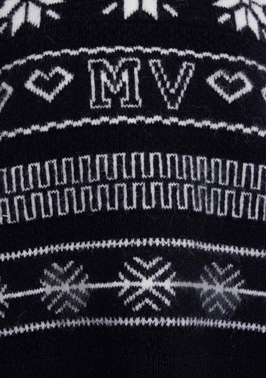  Mavi Yılbaşı Temalı Lacivert Kazak Oversize / Geniş Kesim 1710804-84371