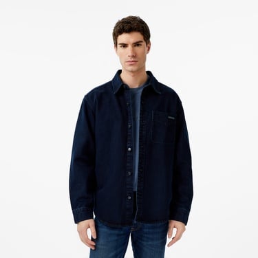  Calvin Klein Blue Black Stone 90S Overshirt Erkek Mavi Gömlek