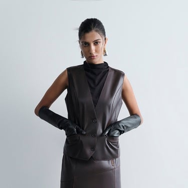  DESA Kadın Acı Kahve Uzun Deri Eldiven