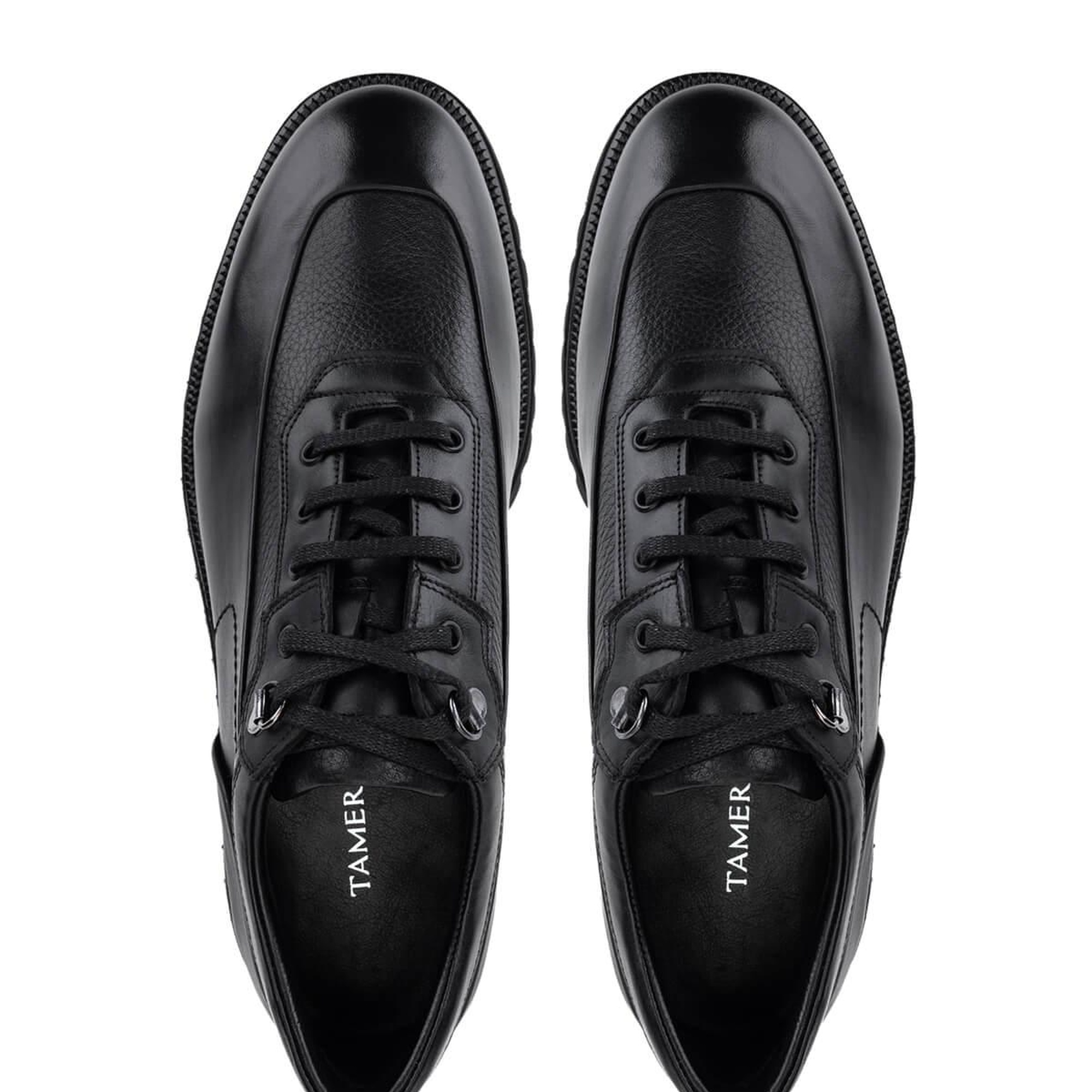 Tamer Tanca Erkek Hakiki Deri Siyah Deri Casual Ayakkabı