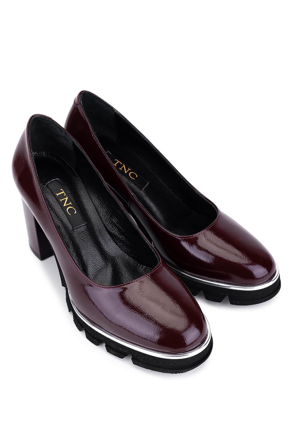 Tamer Tanca Kadın Hakiki Deri Bordo Rugan Topuklu Ayakkabı