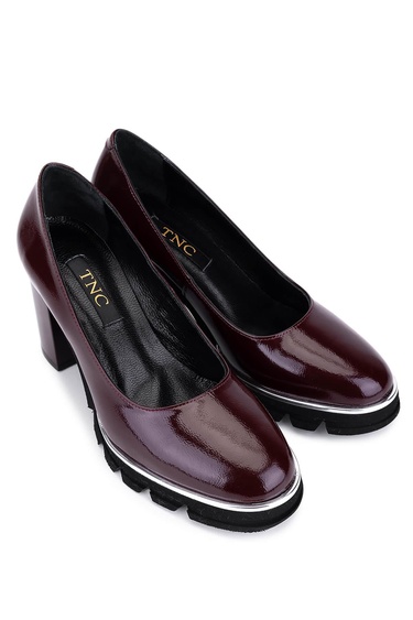  Tamer Tanca Kadın Hakiki Deri Bordo Rugan Topuklu Ayakkabı