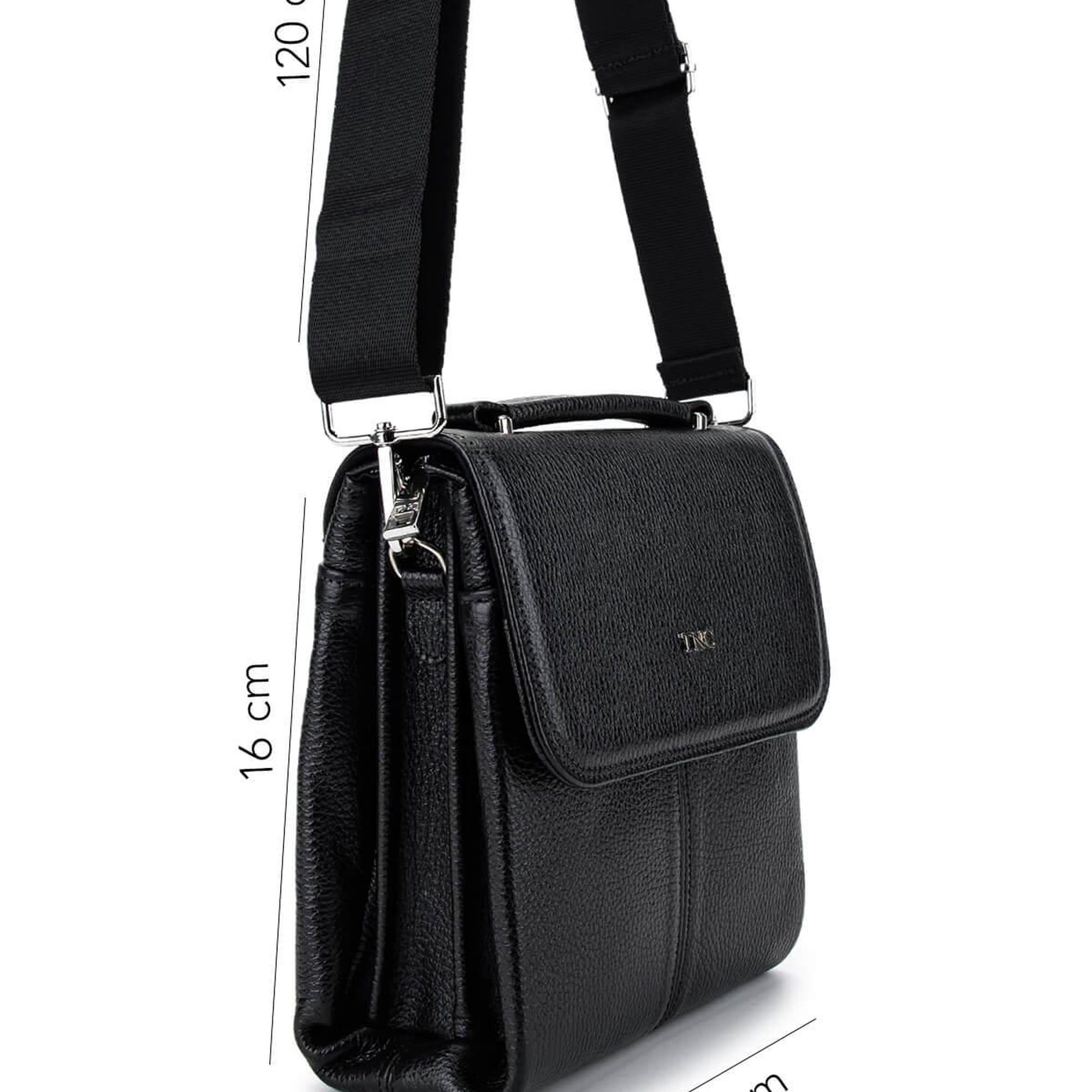 Tamer Tanca Erkek Hakiki Deri Siyah Postacı Çanta