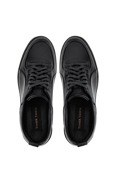  Tamer Tanca Erkek Hakiki Deri Siyah Deri Casual Ayakkabı