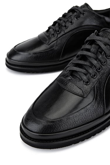  Tamer Tanca Erkek Hakiki Deri Siyah Deri Casual Ayakkabı
