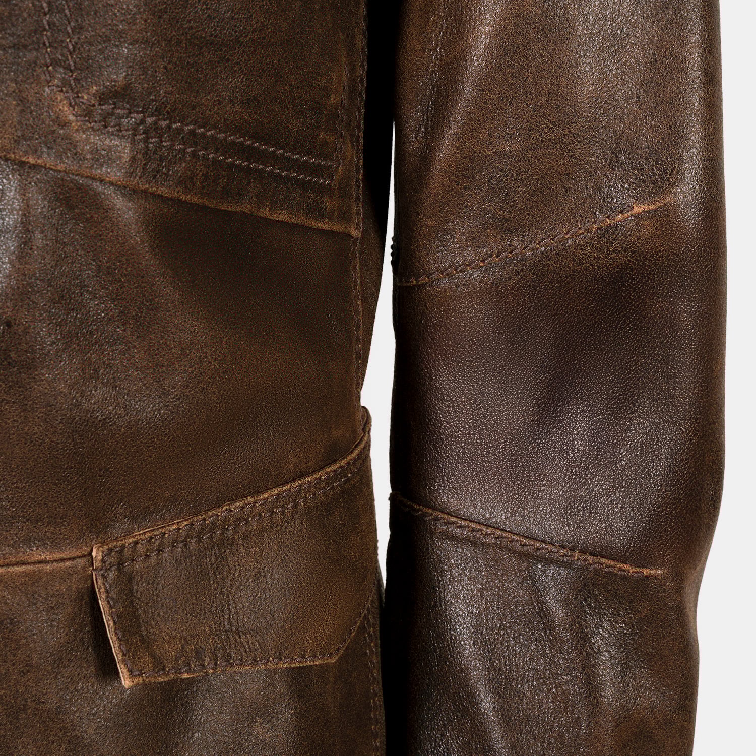 Erkek Acı Kahve Gömlek Yakalı Deri Mont