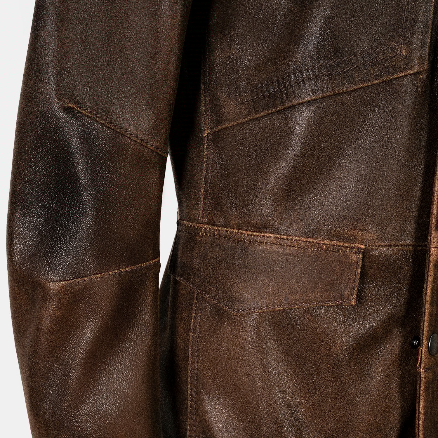 Erkek Acı Kahve Gömlek Yakalı Deri Mont