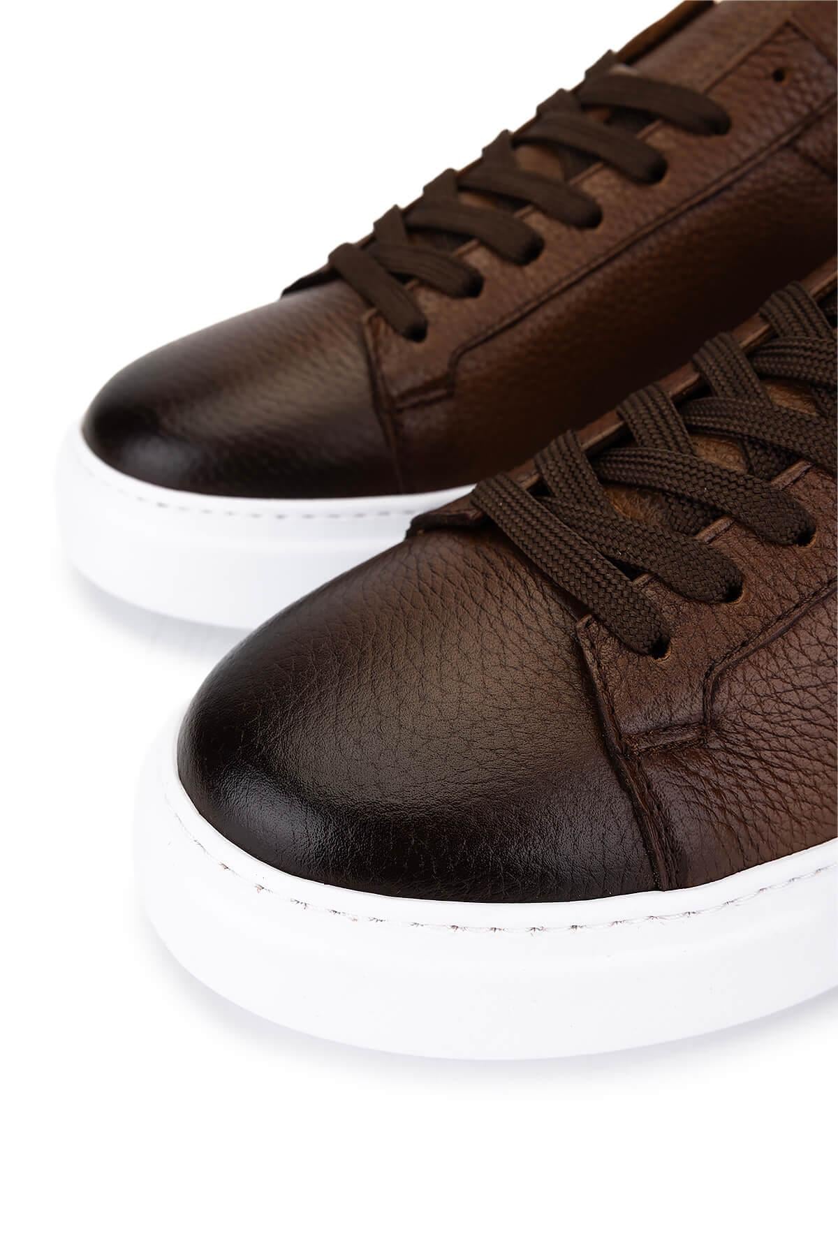  Tamer Tanca Erkek Hakiki Deri Kahverengi Sneakers & Spor Ayakkabı