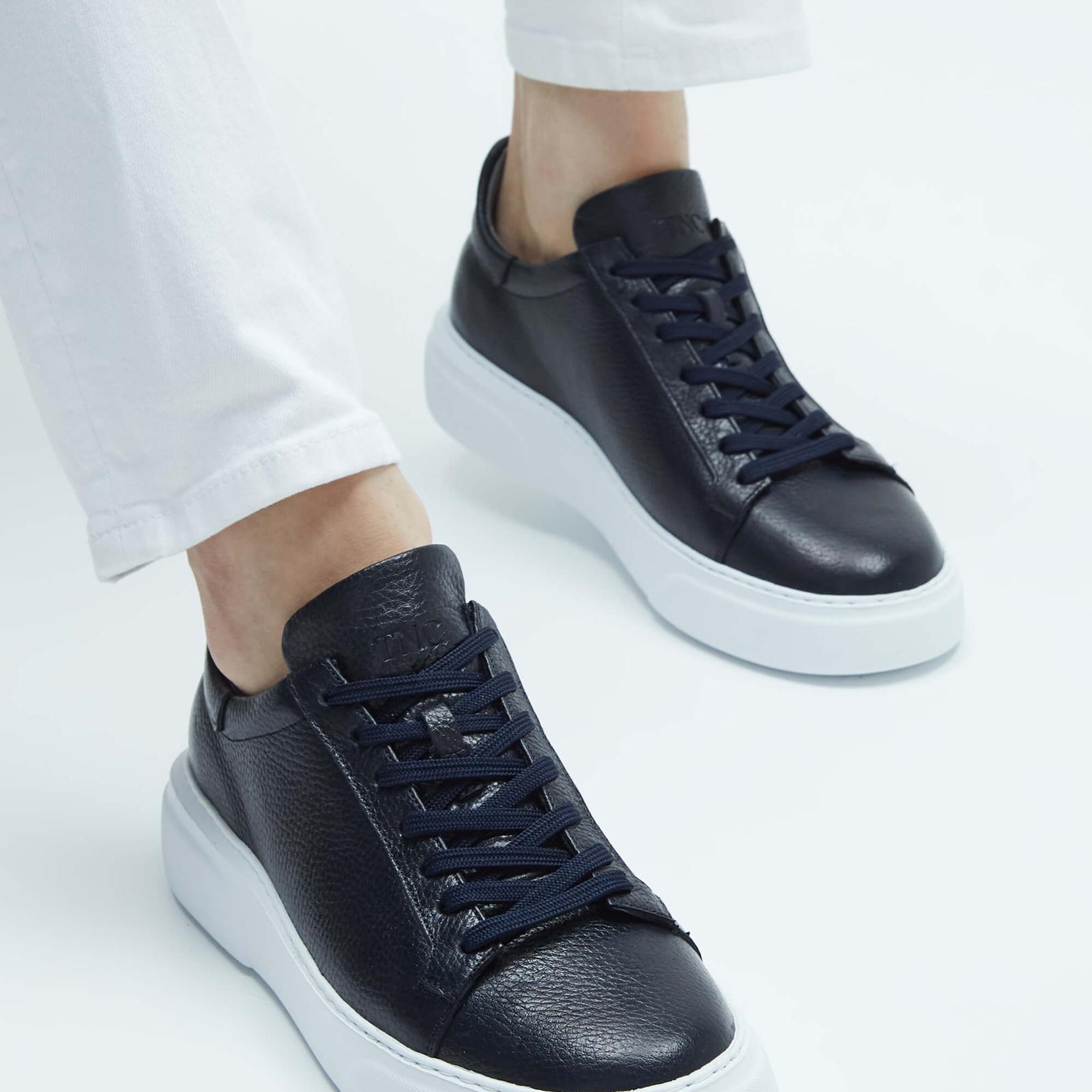 Tamer Tanca Erkek Hakiki Deri Lacivert Sneakers & Spor Ayakkabı