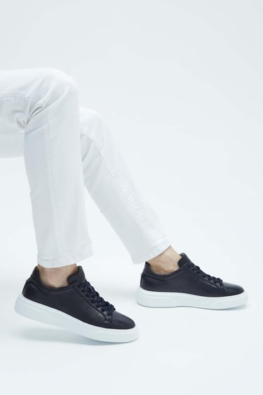  Tamer Tanca Erkek Hakiki Deri Lacivert Sneakers & Spor Ayakkabı