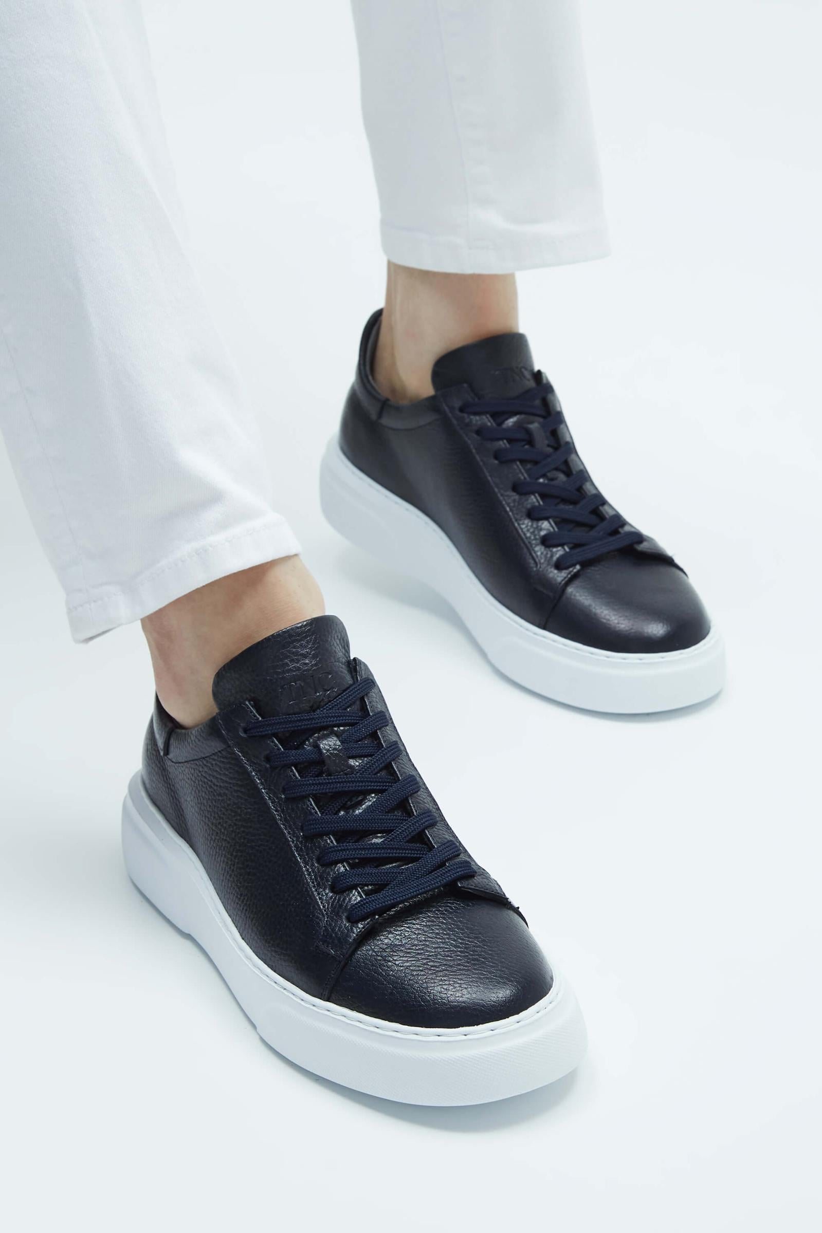 Tamer Tanca Erkek Hakiki Deri Lacivert Sneakers & Spor Ayakkabı