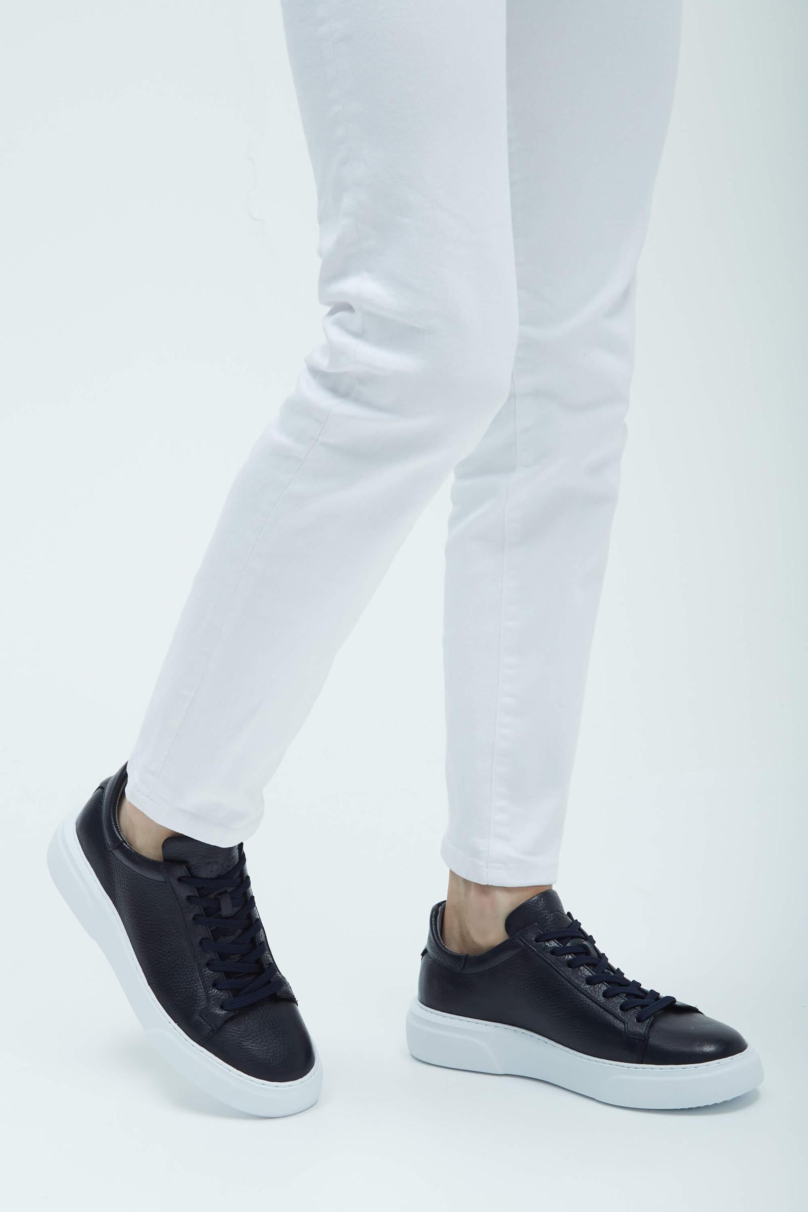 Tamer Tanca Erkek Hakiki Deri Lacivert Sneakers & Spor Ayakkabı