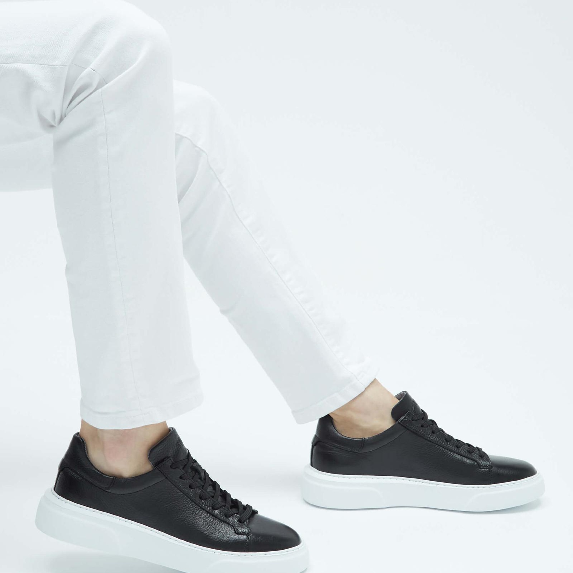 Tamer Tanca Erkek Hakiki Deri Siyah Sneakers & Spor Ayakkabı