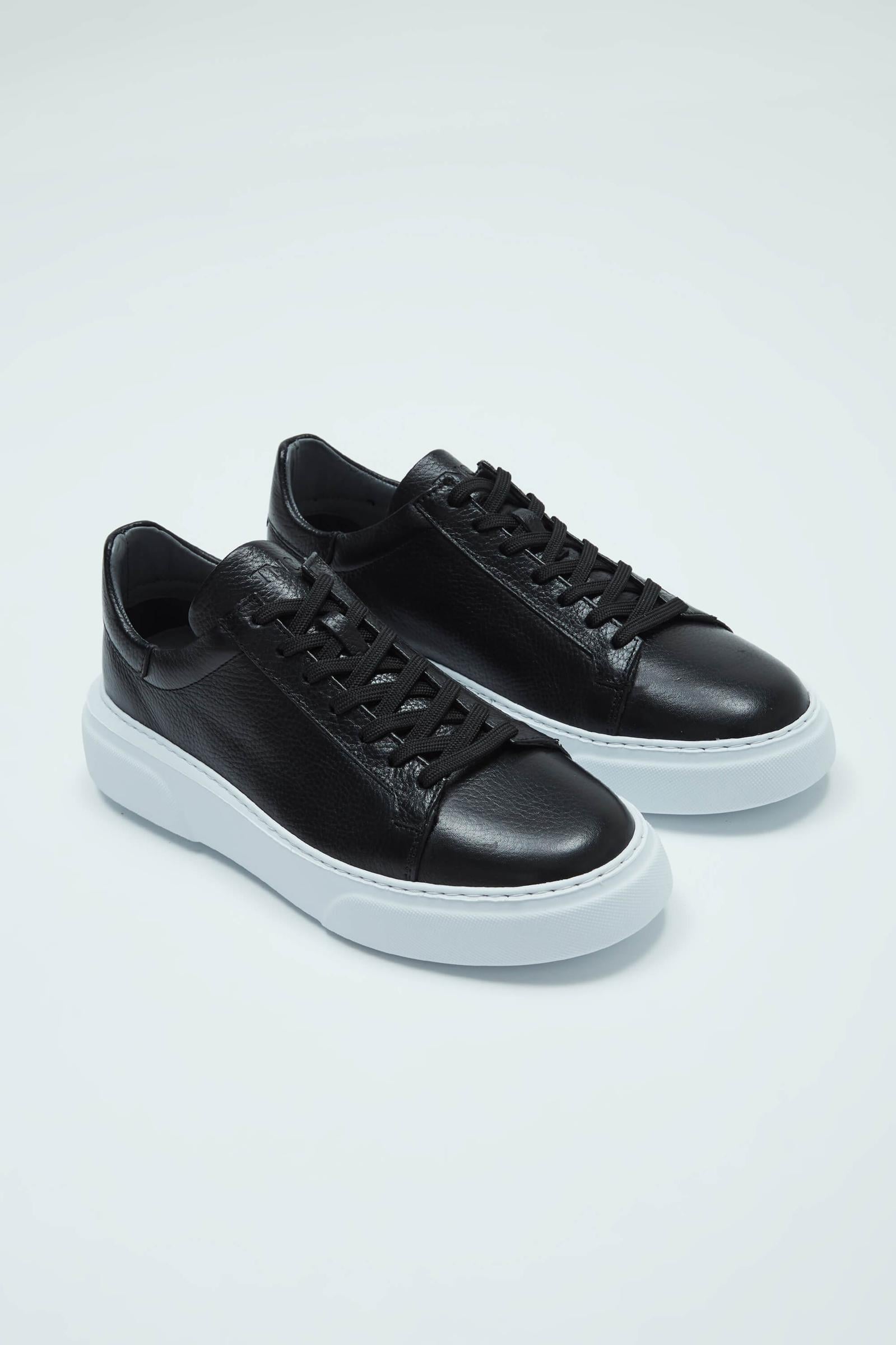  Tamer Tanca Erkek Hakiki Deri Siyah Sneakers & Spor Ayakkabı