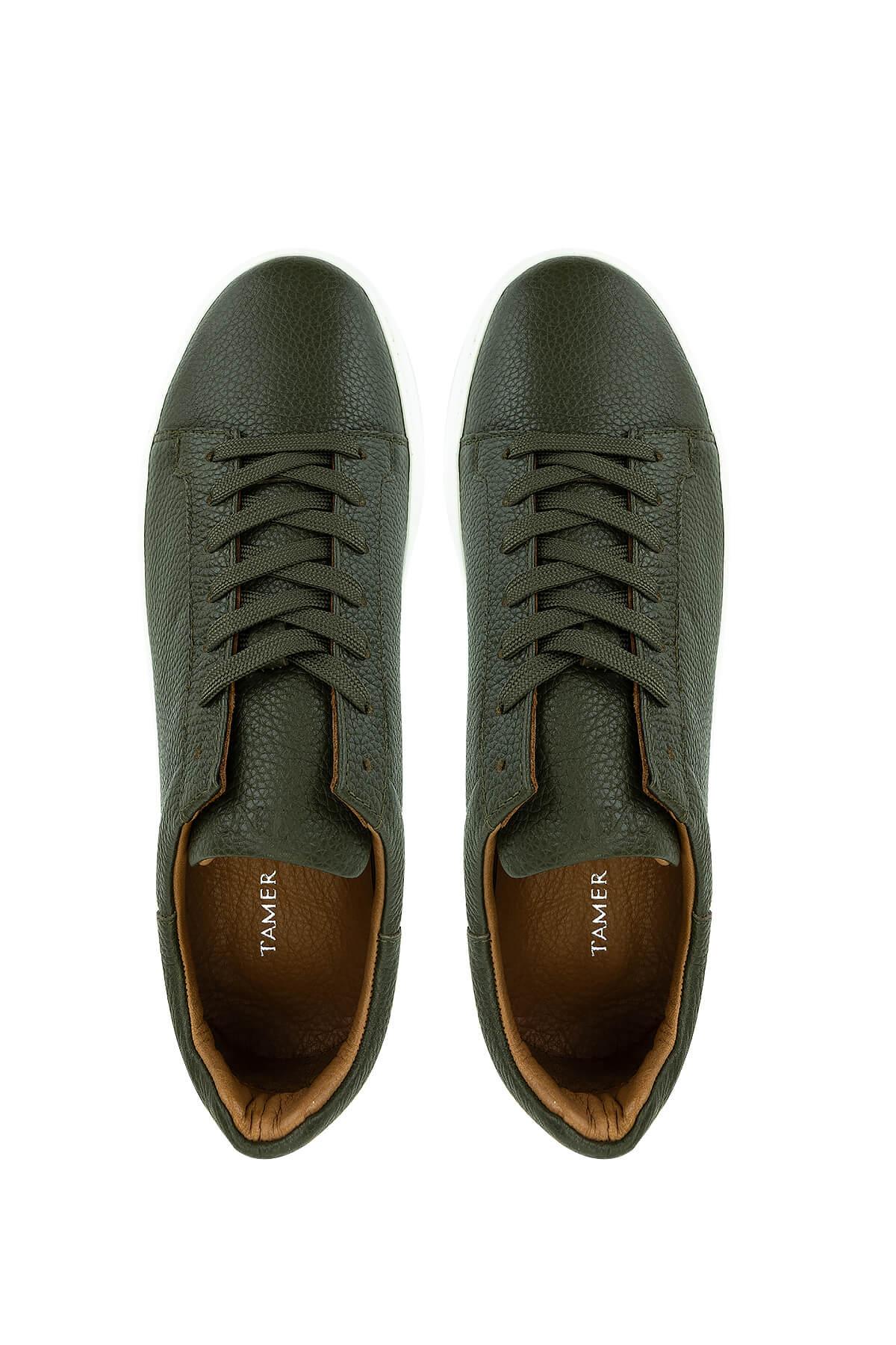 Tamer Tanca Erkek Hakiki Deri Yeşil Sneakers & Spor Ayakkabı