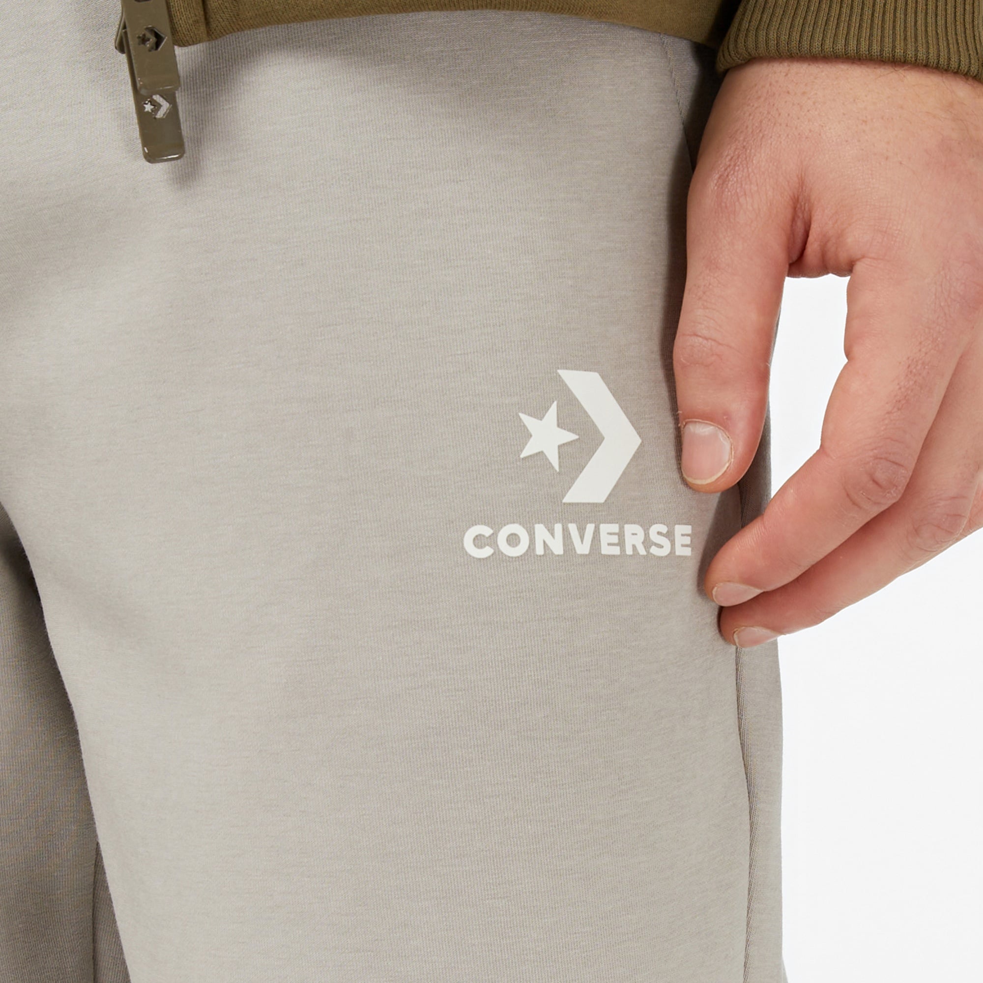 Converse Star Chevron Baskılı Erkek Oversize Fit Gri Eşofman Alti