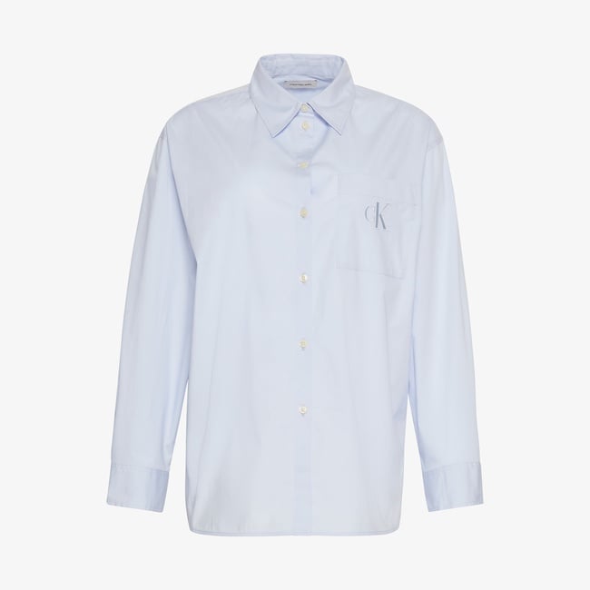  Calvin Klein Poplin Relaxed Kadın Mavi Gömlek
