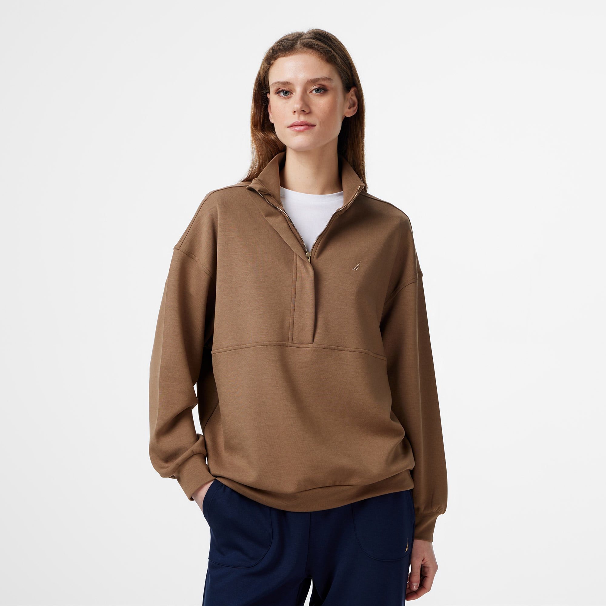  Nautica Kadın Kahverengi Regular Fit Sweatshirt
