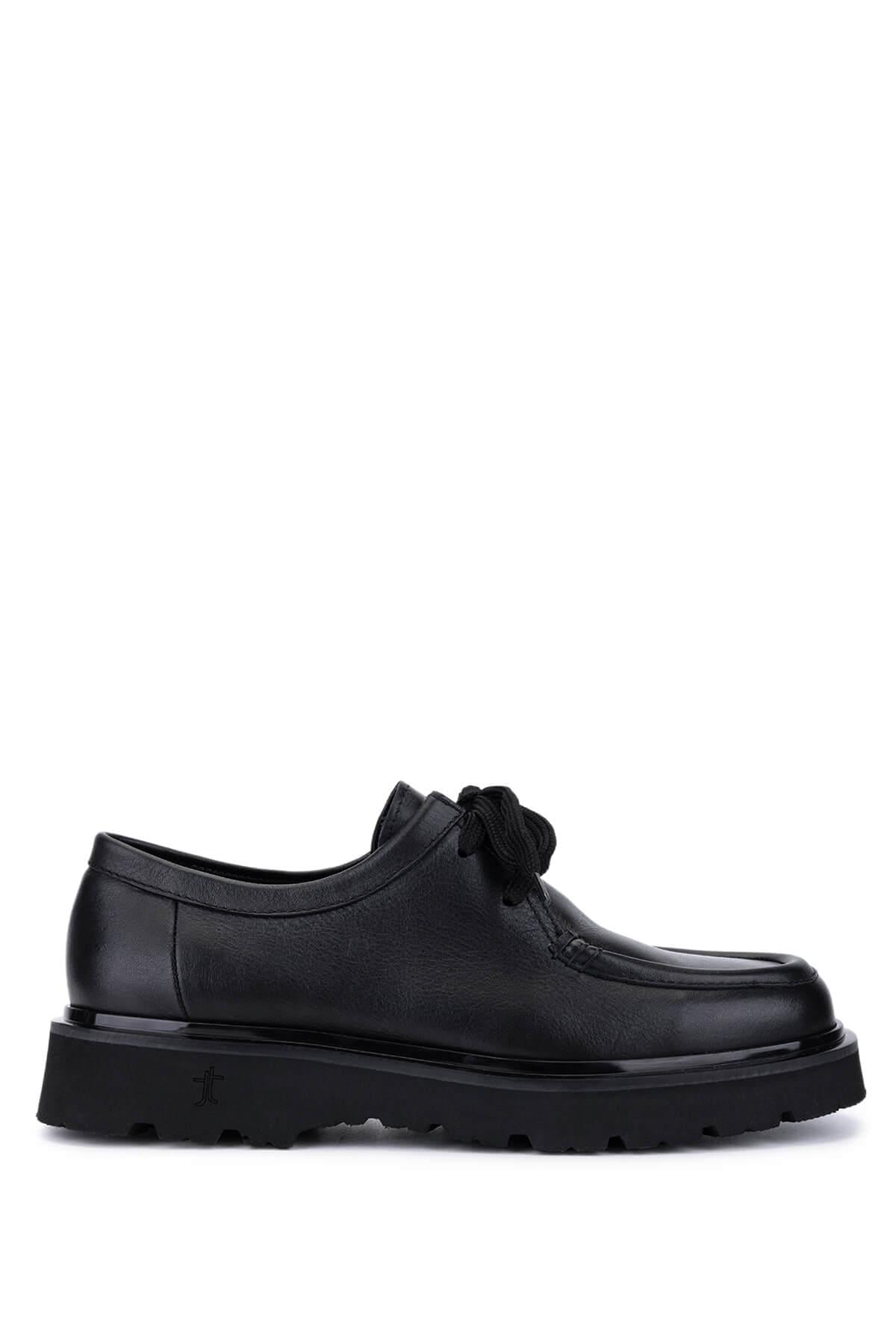  Tamer Tanca Erkek Hakiki Deri Siyah Deri Loafer Ayakkabı