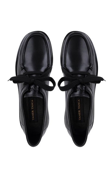  Tamer Tanca Erkek Hakiki Deri Siyah Deri Loafer Ayakkabı