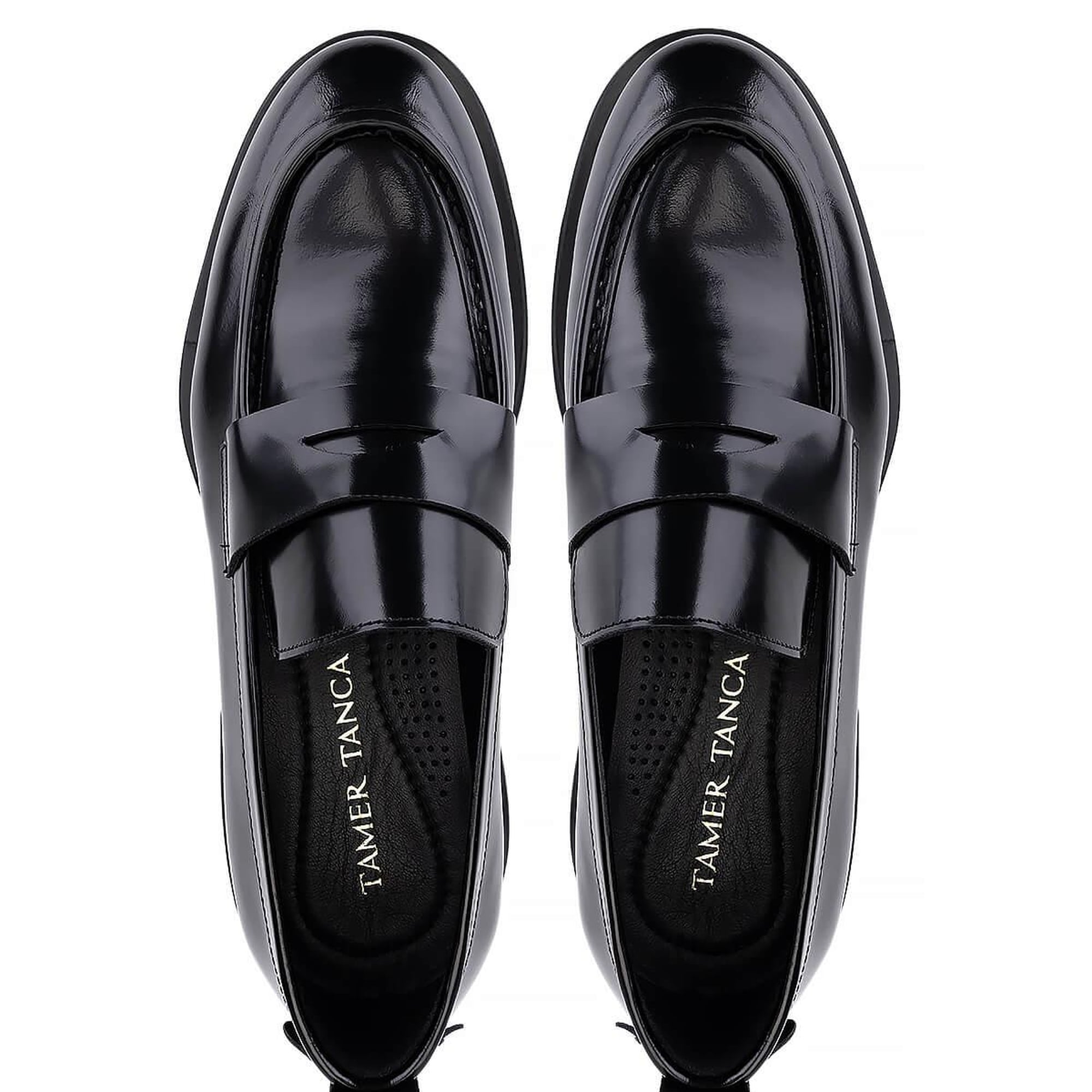 Tamer Tanca Erkek Hakiki Deri Siyah Deri Loafer Ayakkabı