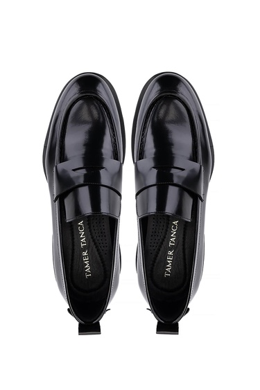  Tamer Tanca Erkek Hakiki Deri Siyah Deri Loafer Ayakkabı