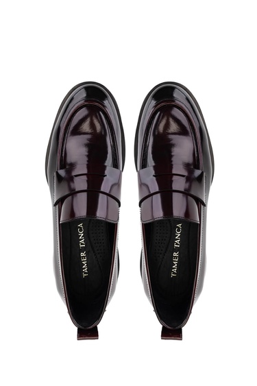  Tamer Tanca Erkek Hakiki Deri Bordo Loafer Ayakkabı