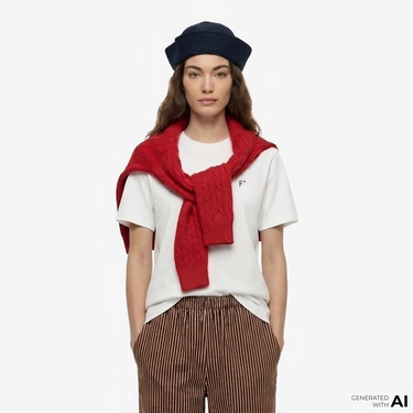  FashFed F İkonlu Unisex Beyaz T-Shirt