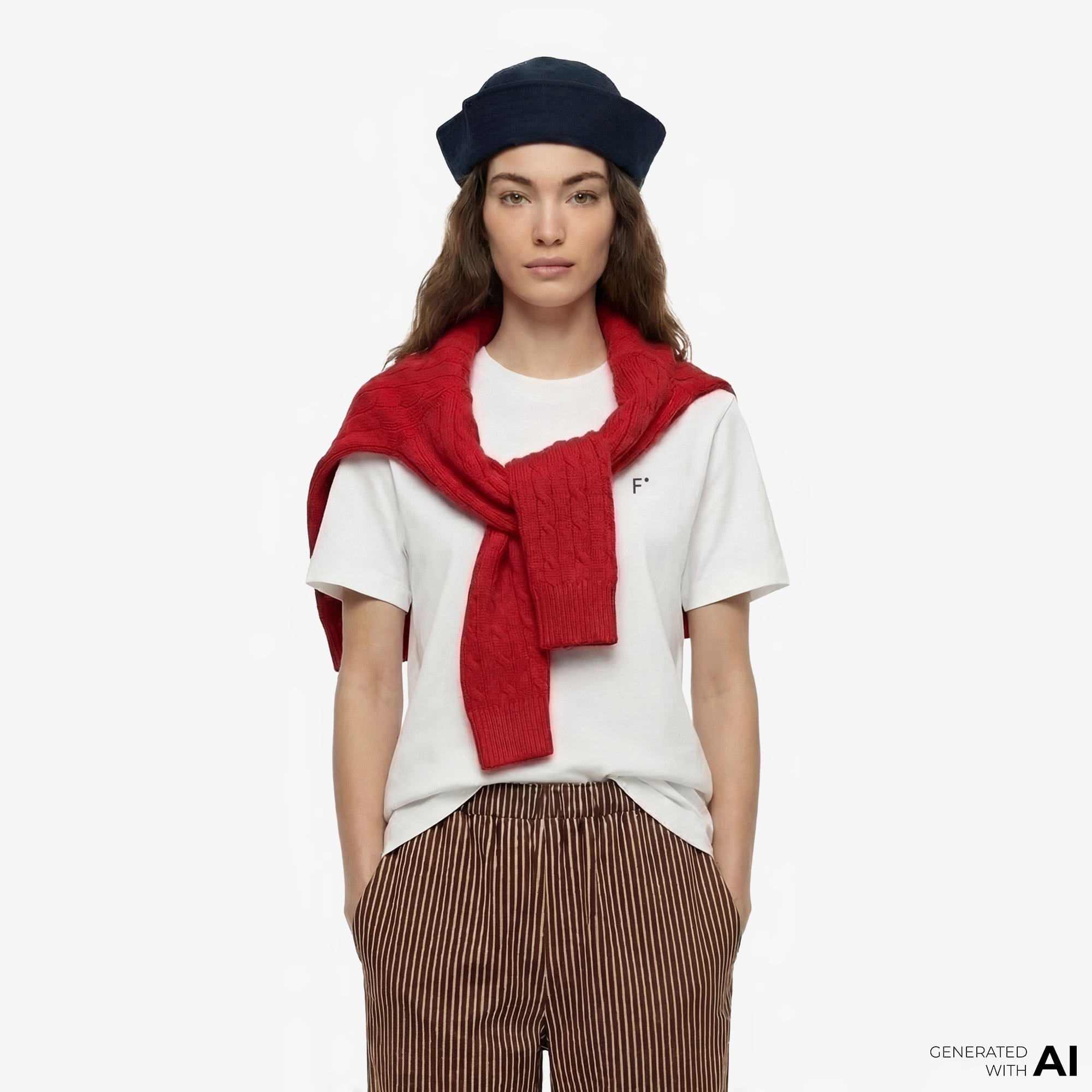  FashFed F İkonlu Unisex Beyaz T-Shirt