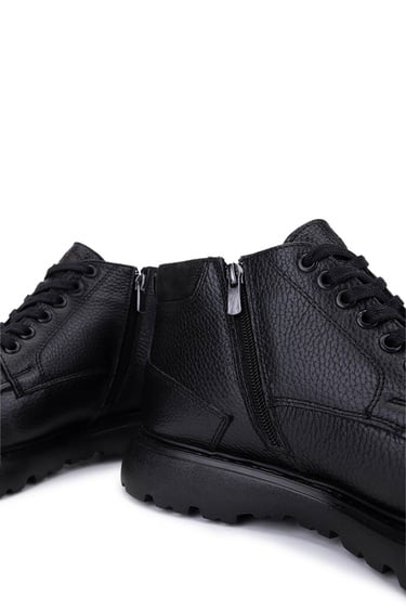  Tamer Tanca Erkek Hakiki Deri Siyah Casual Bot