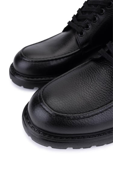 Tamer Tanca Erkek Hakiki Deri Siyah Casual Bot
