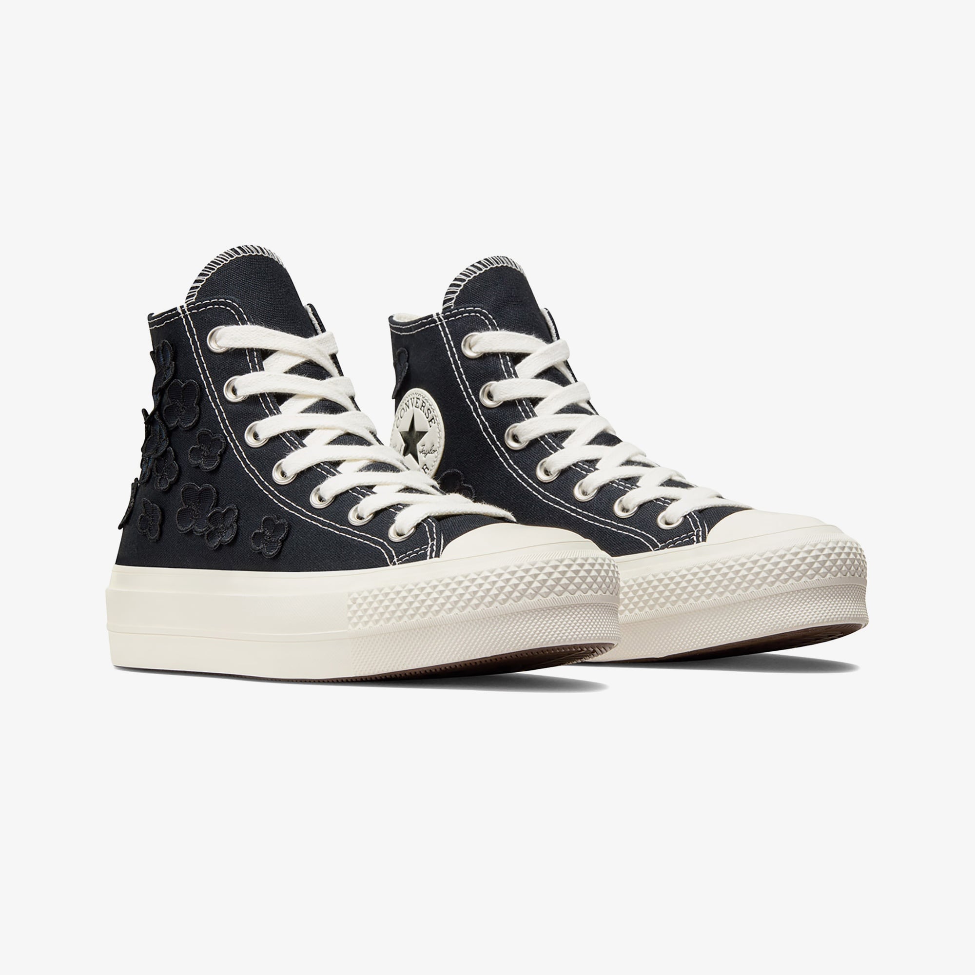 Converse Chuck Taylor All Star Lift 3D Flowers Kadın Siyah Sneaker