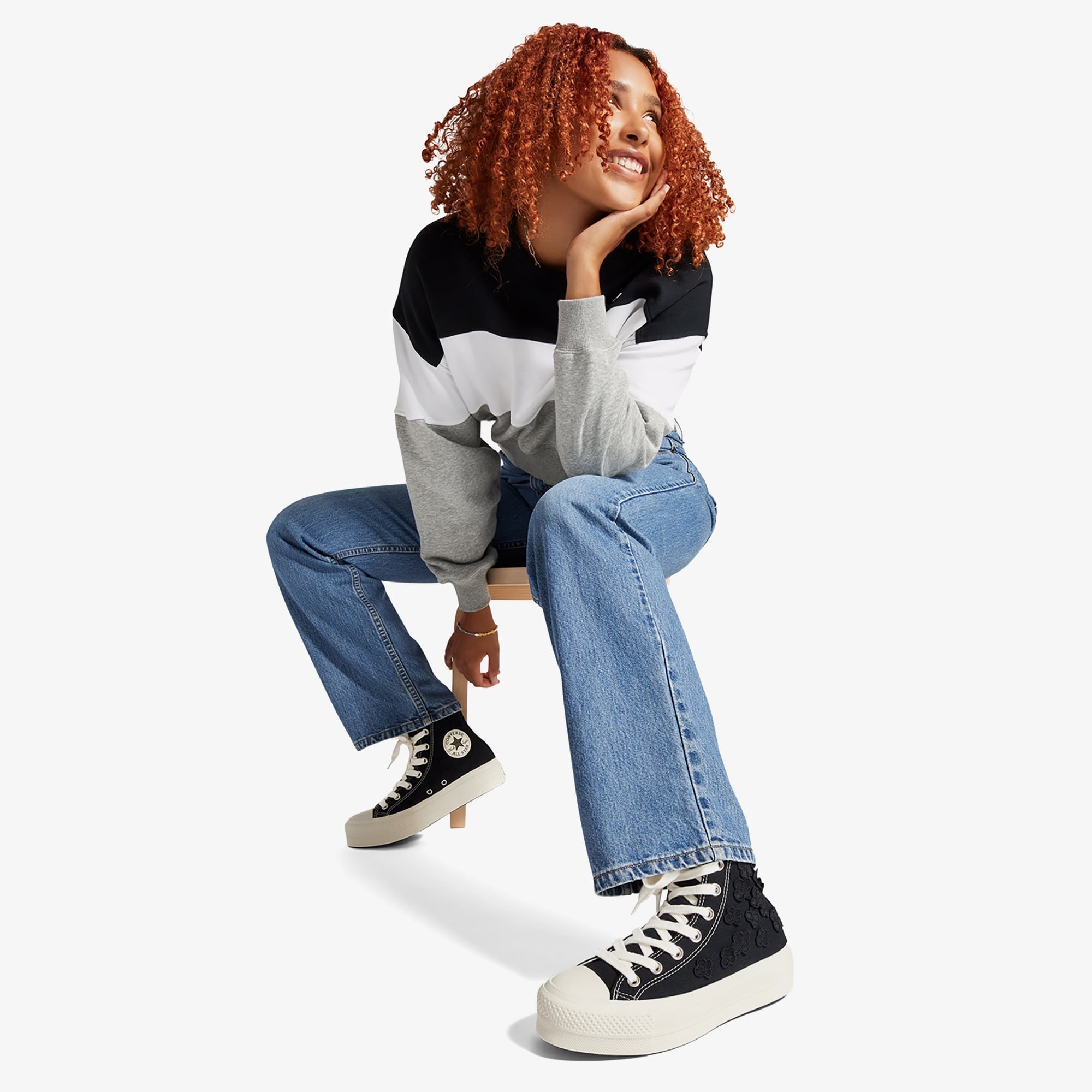 Converse Chuck Taylor All Star Lift 3D Flowers Kadın Siyah Sneaker