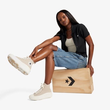  Converse Chuck Taylor All Star Move Platform Kadın Bej/Siyah Sneaker
