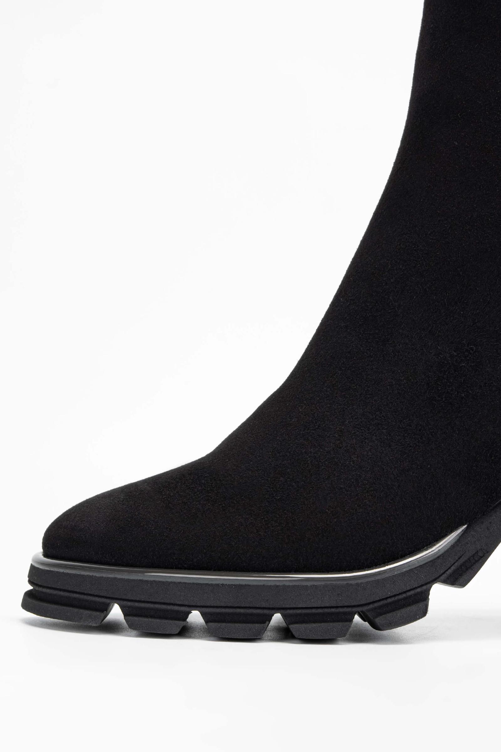 Tamer Tanca Kadın Hakiki Deri Siyah Süet Topuklu Bot