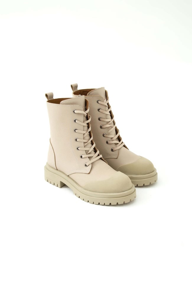  Tamer Tanca Kadın Hakiki Deri Bej Casual Bot