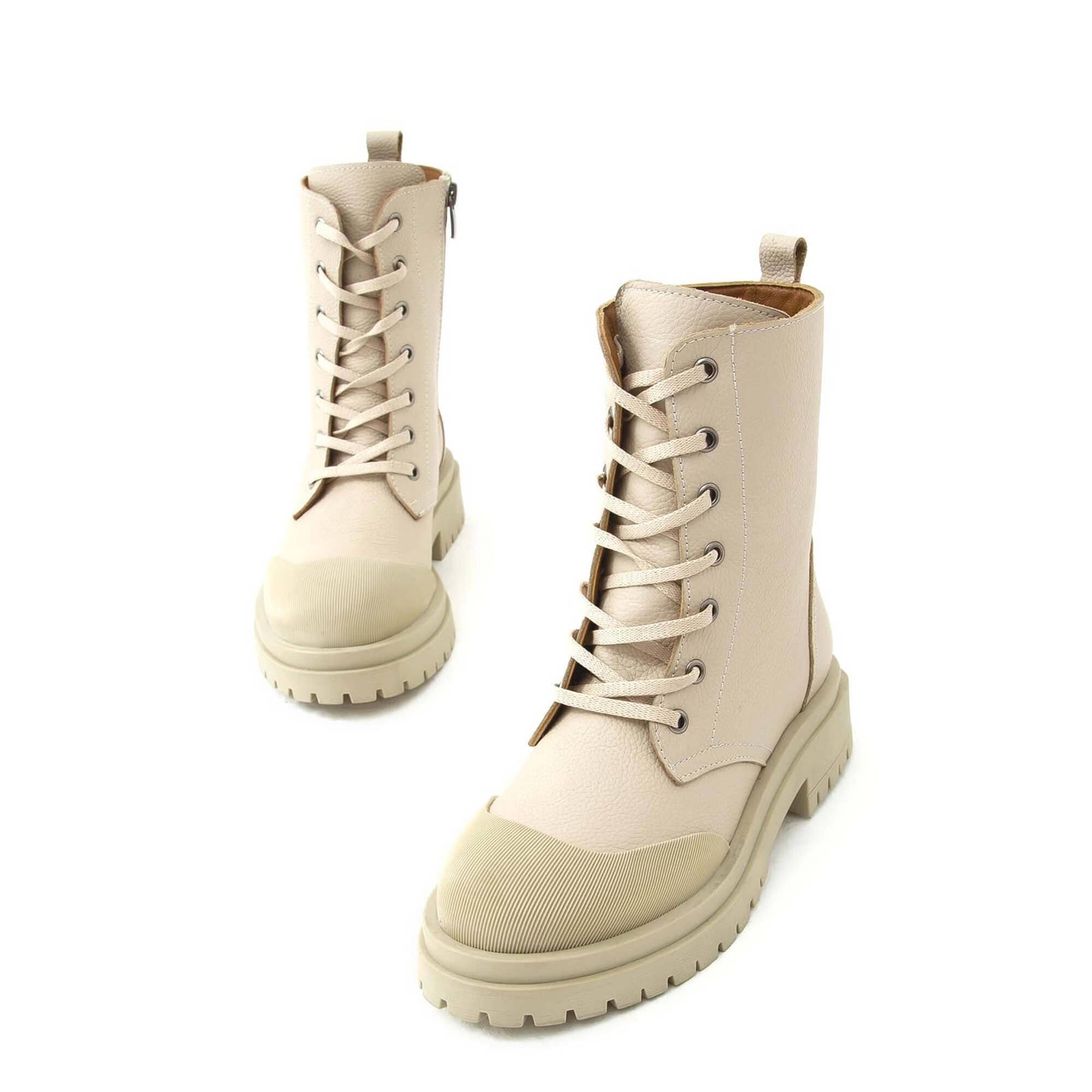 Tamer Tanca Kadın Hakiki Deri Bej Casual Bot