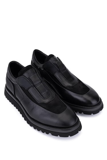  Tamer Tanca Erkek Hakiki Deri Siyah Casual Ayakkabı