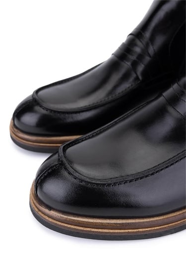  Tamer Tanca Erkek Hakiki Deri Siyah Klasik Bot