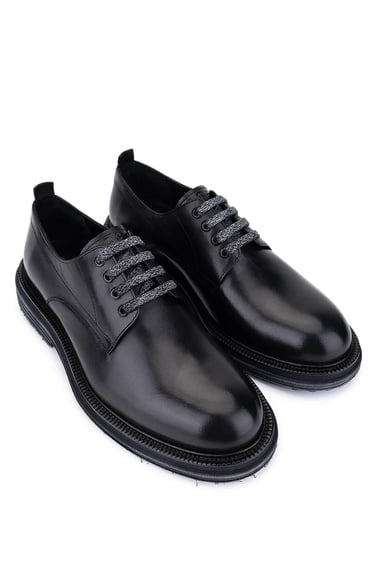  Tamer Tanca Erkek Hakiki Deri Siyah Casual Ayakkabı