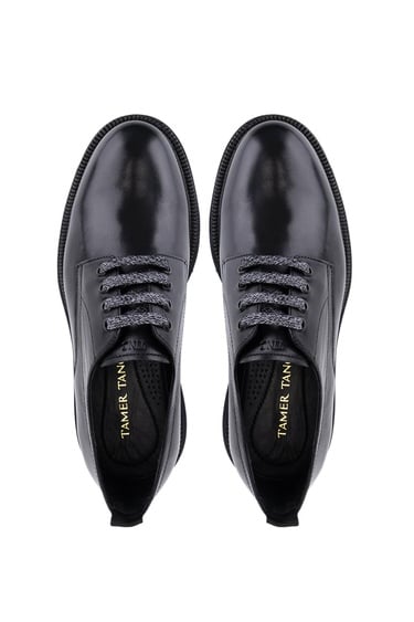  Tamer Tanca Erkek Hakiki Deri Siyah Casual Ayakkabı