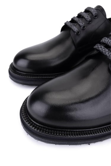  Tamer Tanca Erkek Hakiki Deri Siyah Casual Ayakkabı