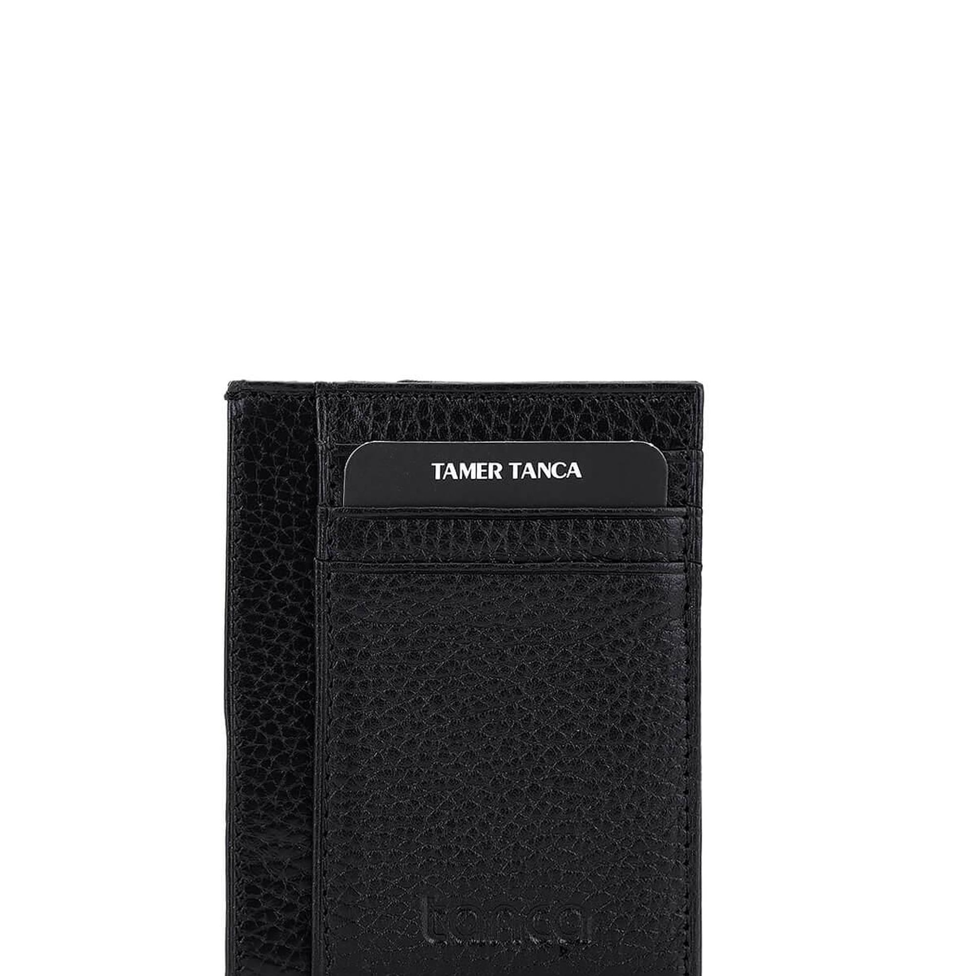 Tamer Tanca Erkek Hakiki Deri Siyah Floter Cüzdan
