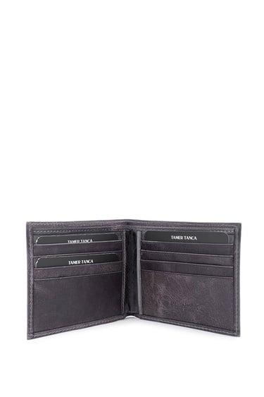  Tamer Tanca Erkek Hakiki Deri Gri Cüzdan